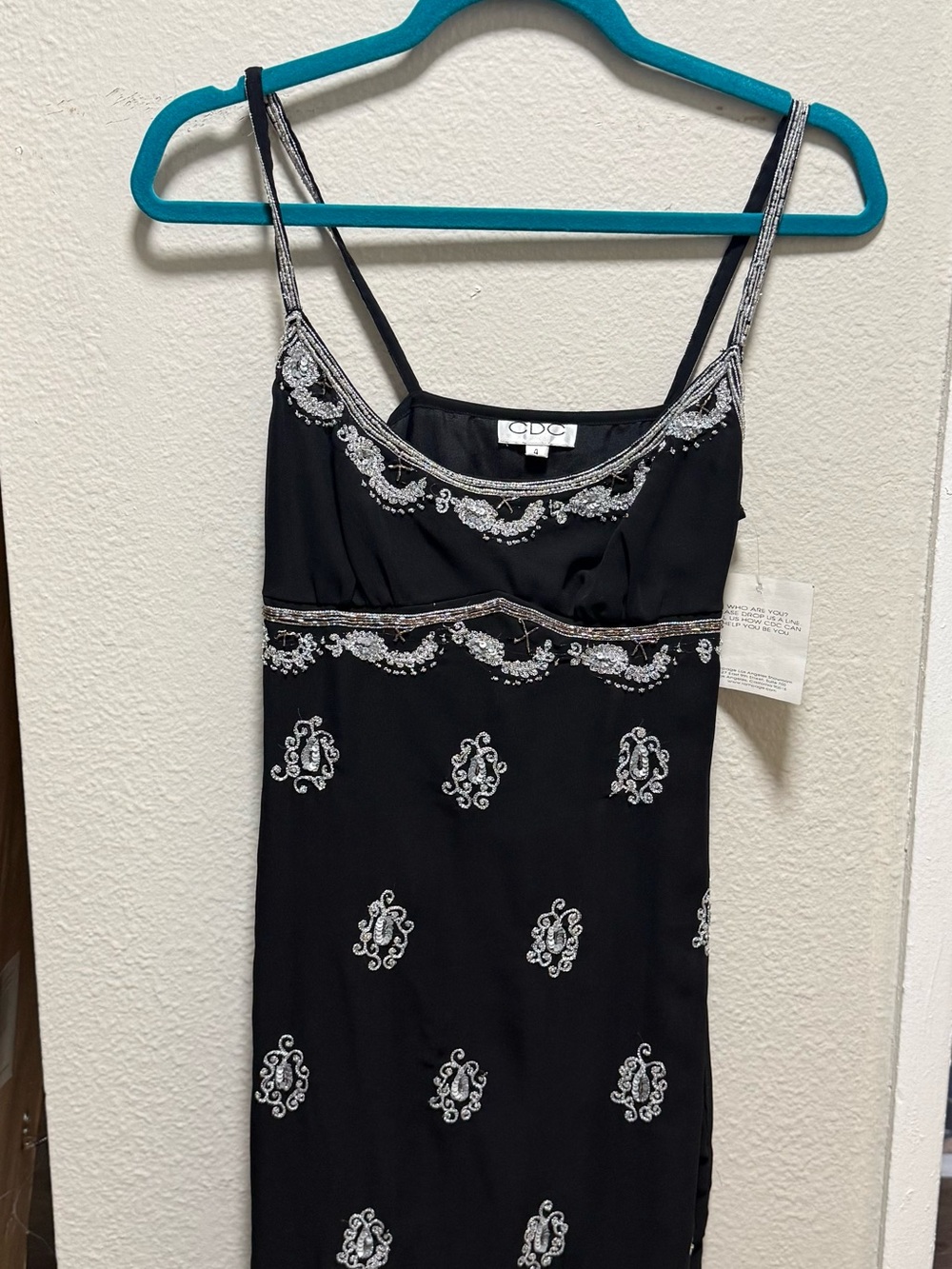 CDC Black Camisole with Silver Embroidery
